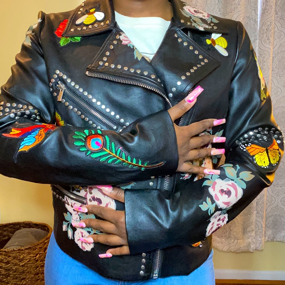 Leather Jacket with Patches